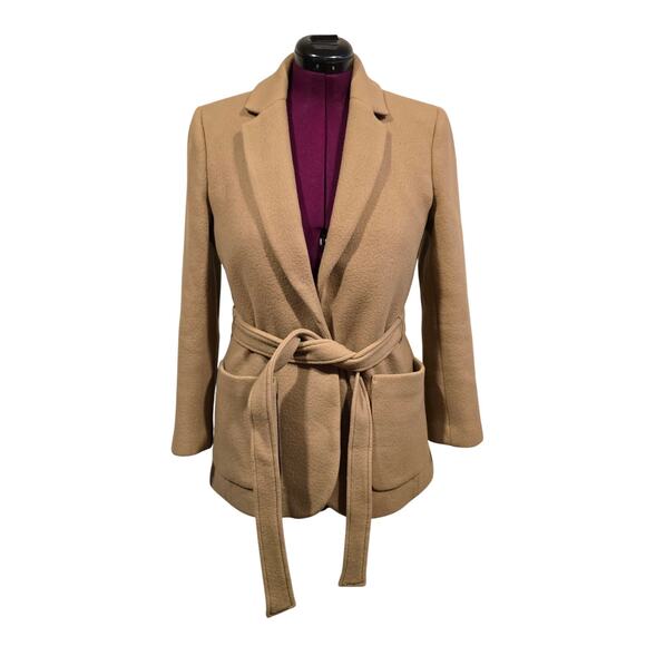 Women's J. Crew Tan Wool Blend Tie Closure Jacket Coat | Size 6 - Picture 1 of 12